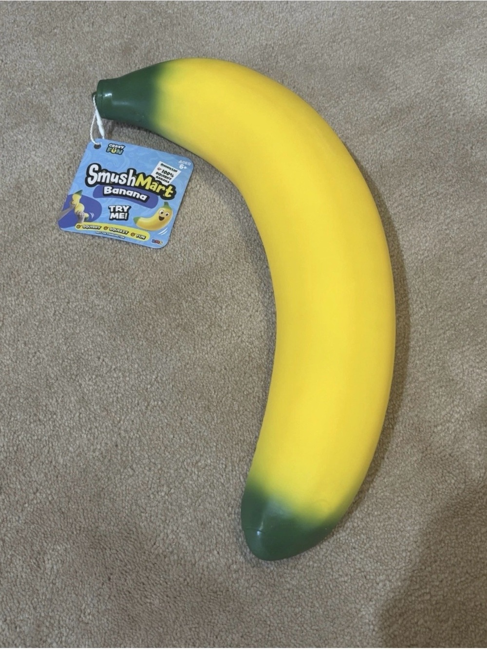 Crazy Fun SmushMart Banana Squishy Squeeze Toy Yellow/Green